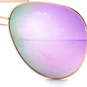Women's Lightweight Oversized Aviator Sunglasses - Mirrored Polarized Lens